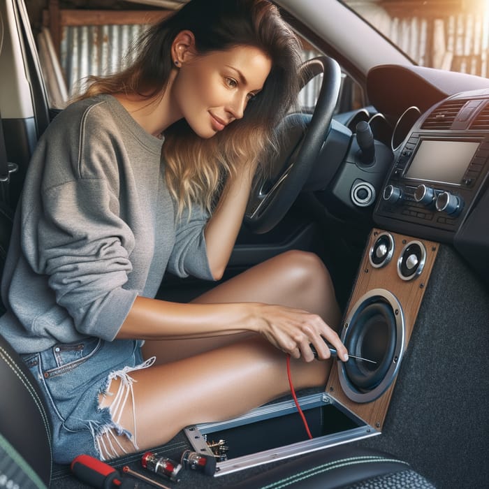 Woman Tuning Subwoofer in Car - Expert Tips