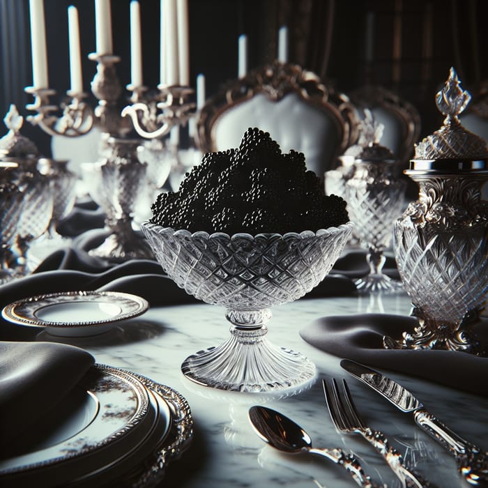 Luxurious Caviar Presentation | Exquisite Crystal Bowl Display