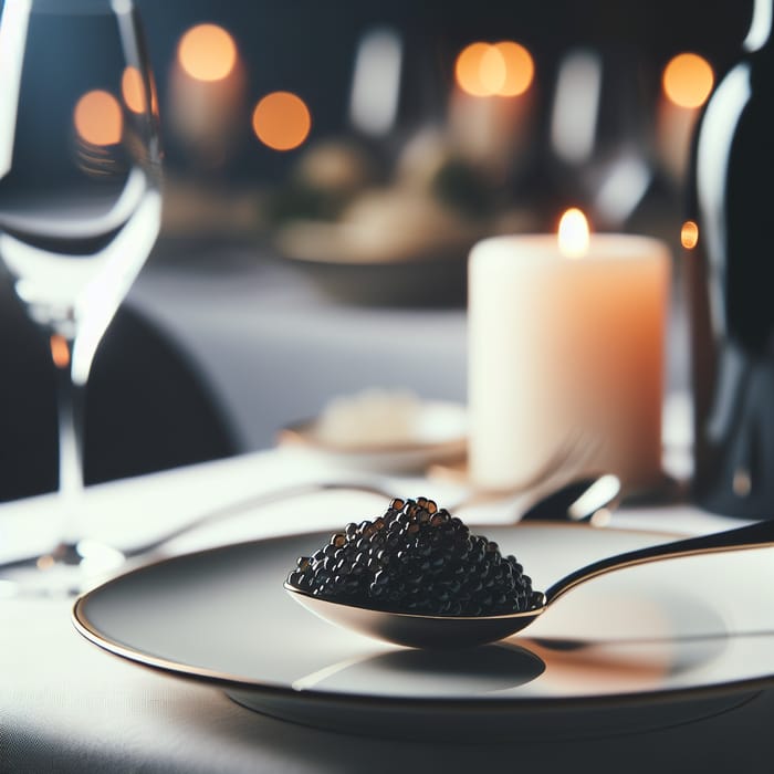 Exquisite Black Caviar Plate | Elegant Fine Dining Scene