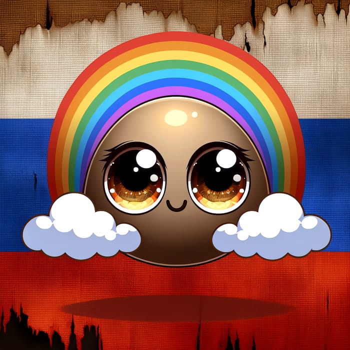 Enchanting Brown Anime Rainbow Art | Russian Flag Background