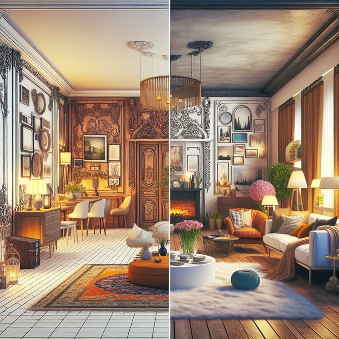 Empty vs Cozy Apartment: A Visual Contrast