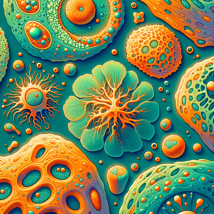 Vivid Plant and Animal Cells: Colorful Structure Detail