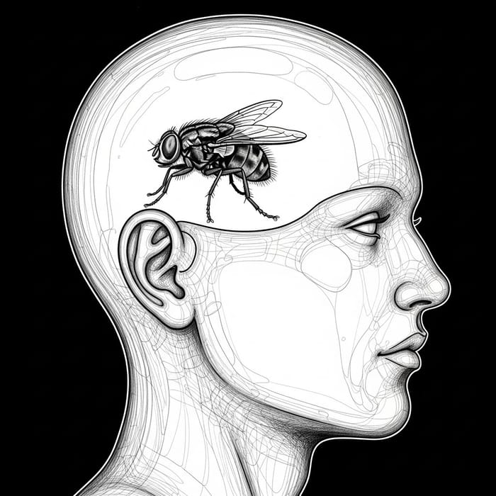 Transparent Head with a Buzzing Fly Inside Transparent Head with a Buzzing Fly Inside