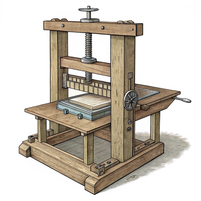 Movable Type Press Sketch: Art & Design