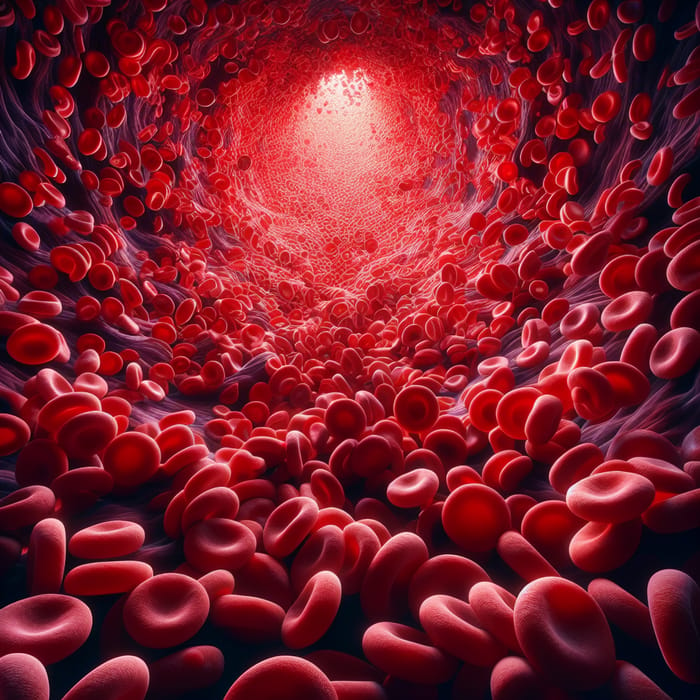 Vibrant Red Blood Cells in Intricate Blood Stream Display