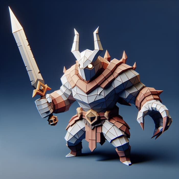 Low Poly 3D Antagonist Creature with Sword