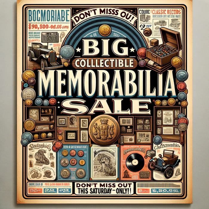 Vintage Memorabilia Sale Poster - Collectibles Galore