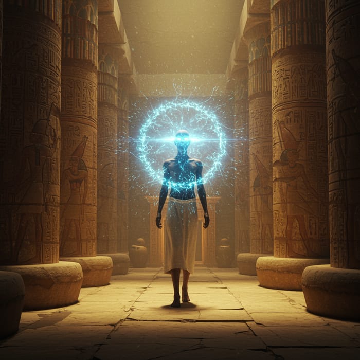 Mysterious Egyptian Djedi in Ancient Temple Mysterious Egyptian Djedi in Ancient Temple