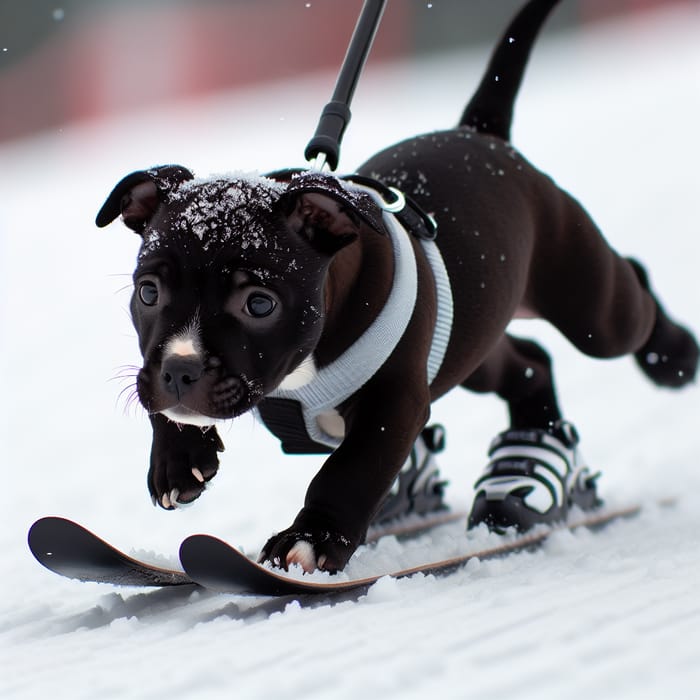 Cute Black Staff Skiing with White Chest - Perfect Winter Activity