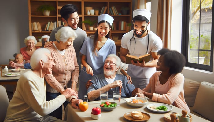 Happy Volunteers Brightening Lives at Nursing Home