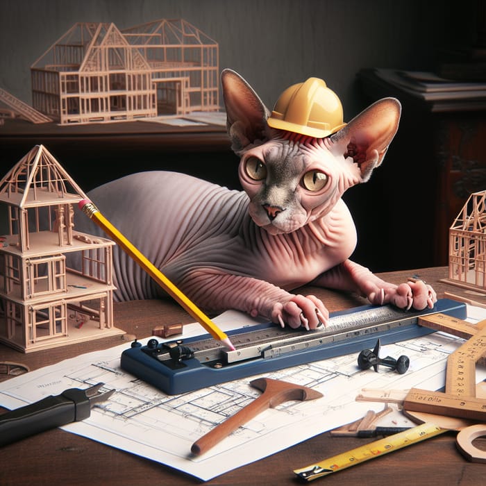 Sphynx Cat Engineering on Desk