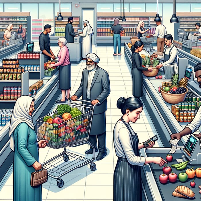 Diverse Buying Process in Busy Supermarket