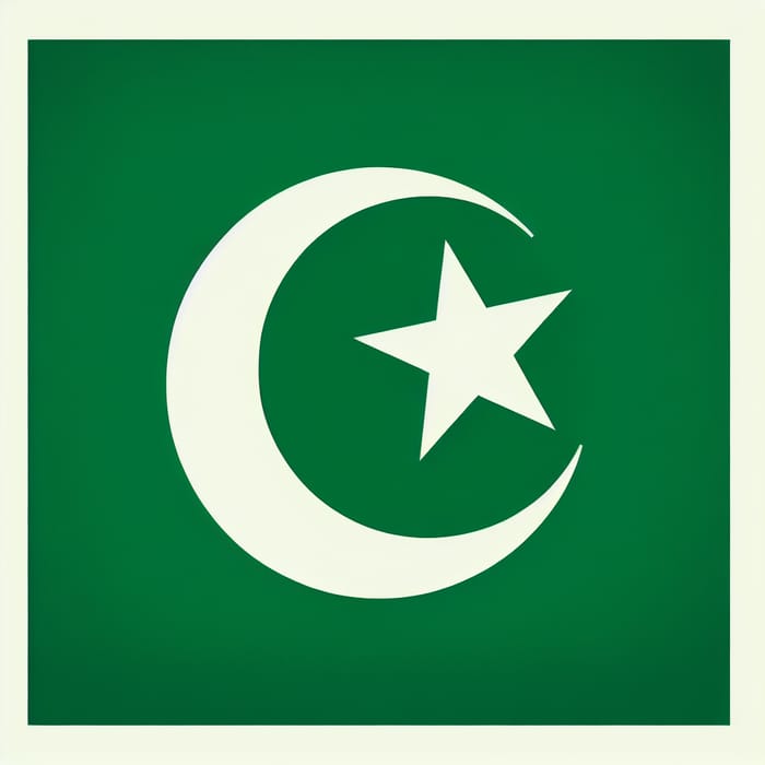 Islamic Flag with Crescent Moon & Star