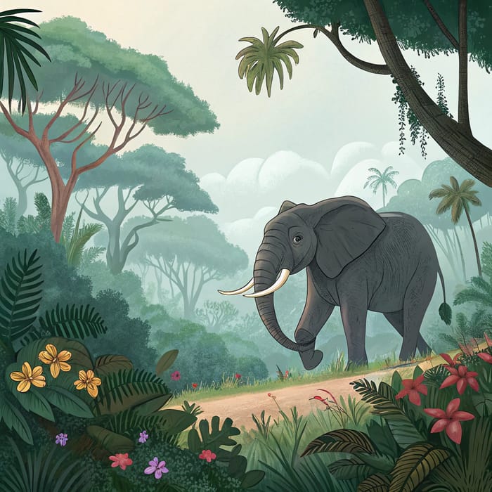 Disney Style Elephant in Jungle - 8K HD Beauty