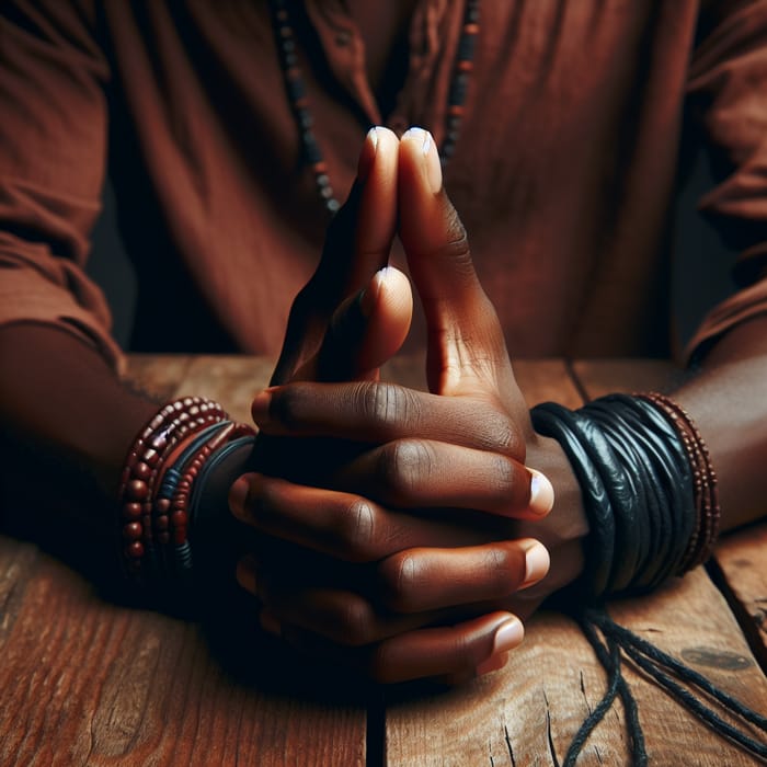 Black Man in Prayer Position - Deep Reverence