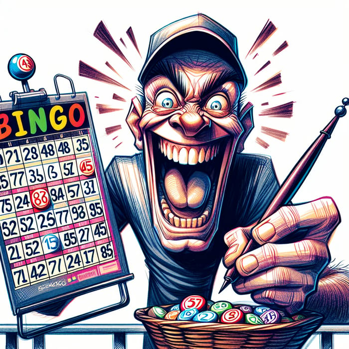 Playful Bingo Player Illustration in Comic Style