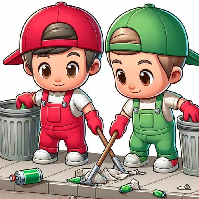 Mario Bros Cartoon Characters Cleaning City Streets