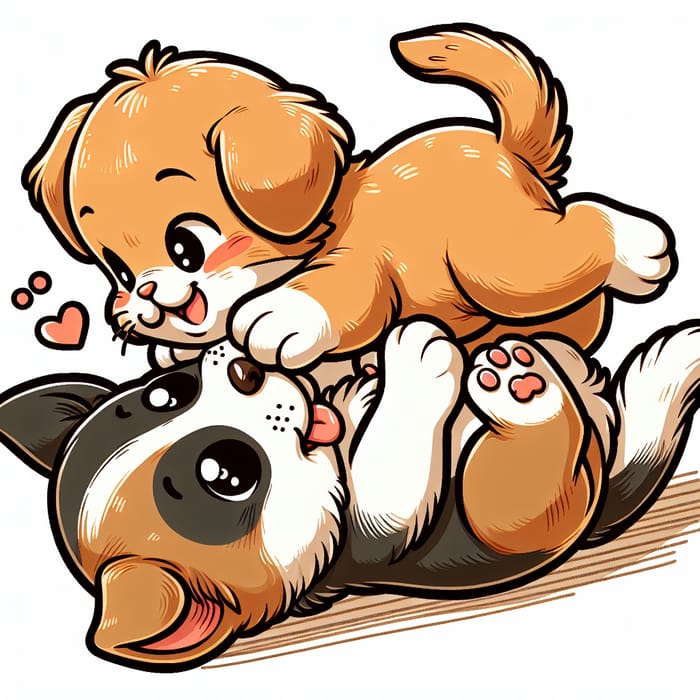 Adorable Kitten and Puppy Playful Comic Design