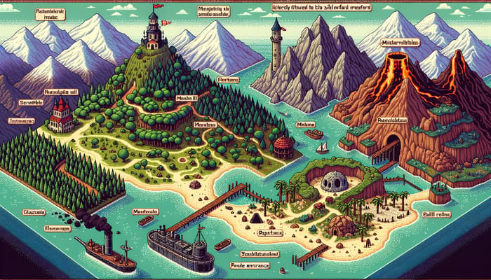 Pixel Art Adventure Scene - Aerial View Pixel Art Image