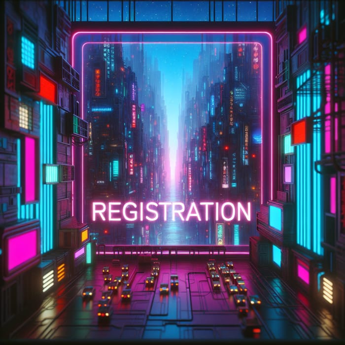 Cyberpunk City Registration in Neon Atmosphere