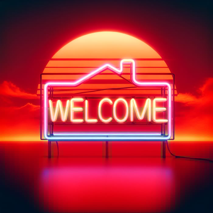 Welcome Neon Sunset | Radiant Glow in Red Hues Welcome Neon Sunset | Radiant Glow in Red Hues
