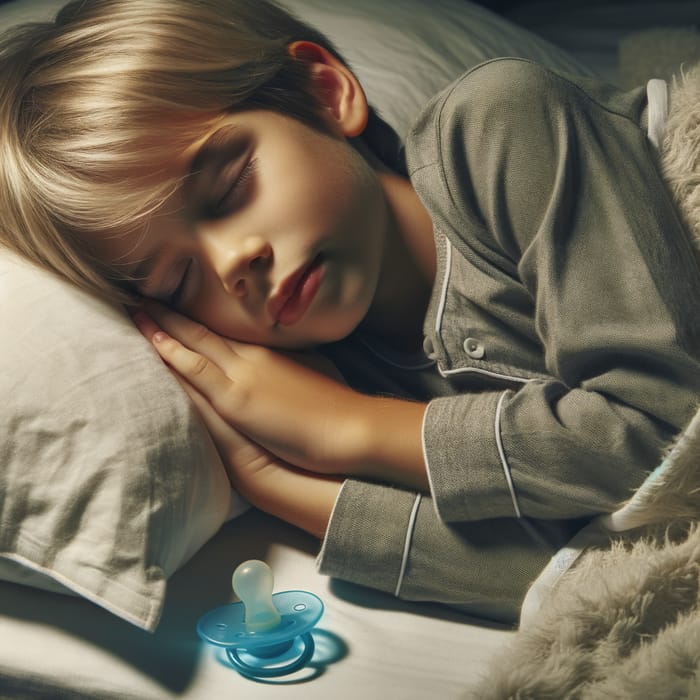 Cute 11-Year-Old Boy in Pampers Sleeping Peacefully