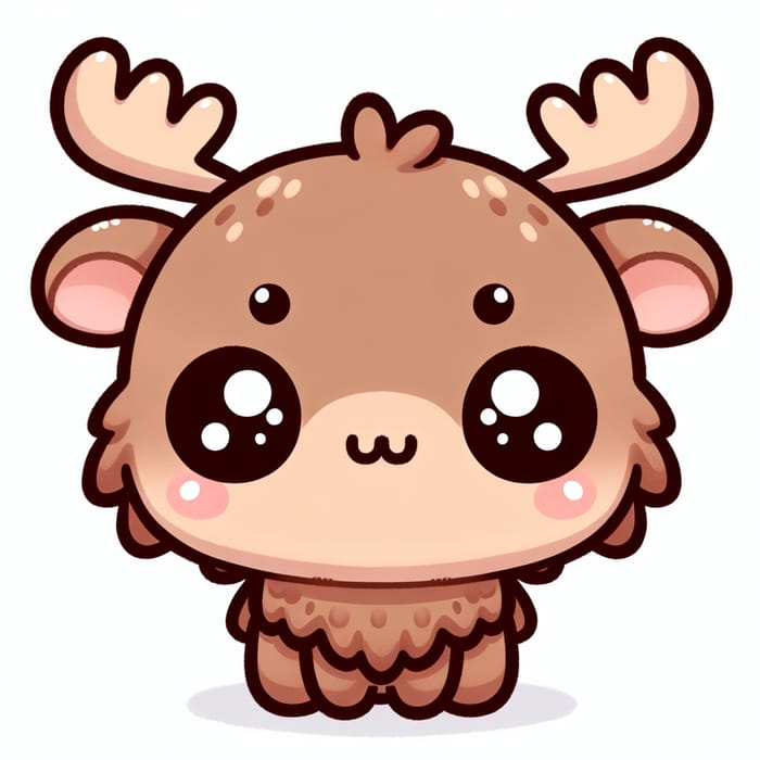 Kawaii Moose with Innocent Eyes and Fluffy Texture