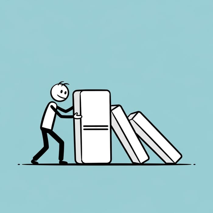 Stick Figure Lifting Domino - Simple Drawing