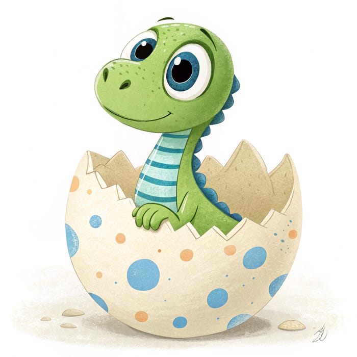 Cute Pixar Baby Dinosaur in Egg