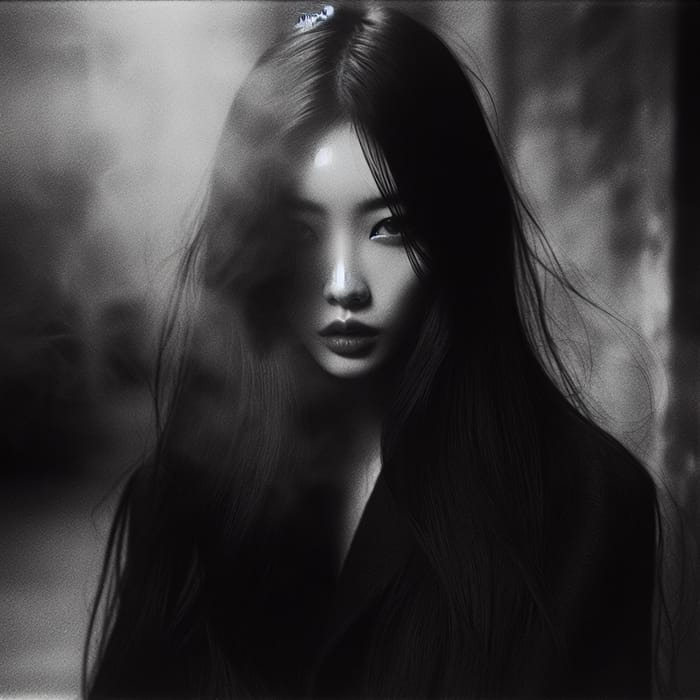 Enigmatic Asian Woman: Intrigue & Mystery in Monochrome