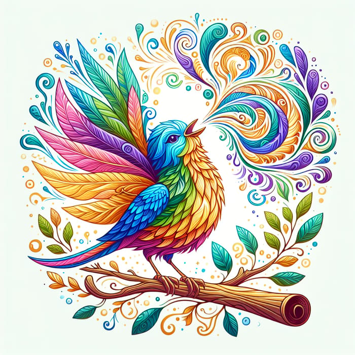 Healing Songbird Illustration - Vibrant Art