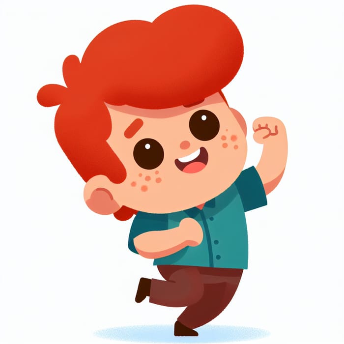 Joyful Dance Moves of a Red-Haired Boy