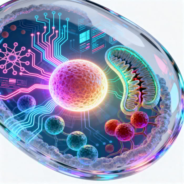 Futuristic Virtual Cell Concept Illustration Futuristic Virtual Cell Concept Illustration