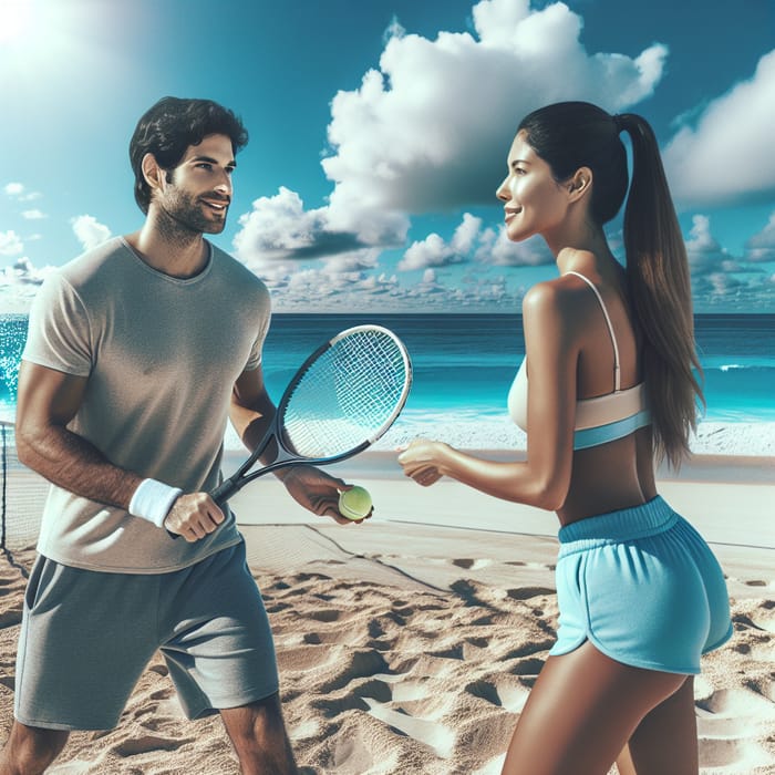 Beach Tennis Fun: Sunny Day at the Shore