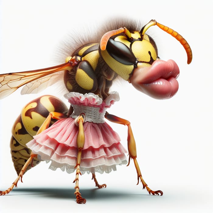 Thermal Sting Wasp in Pink Dress with Puckered Lips