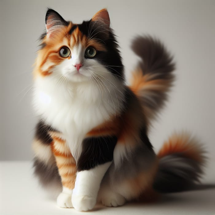 Stunning Calico Cat with Green Eyes