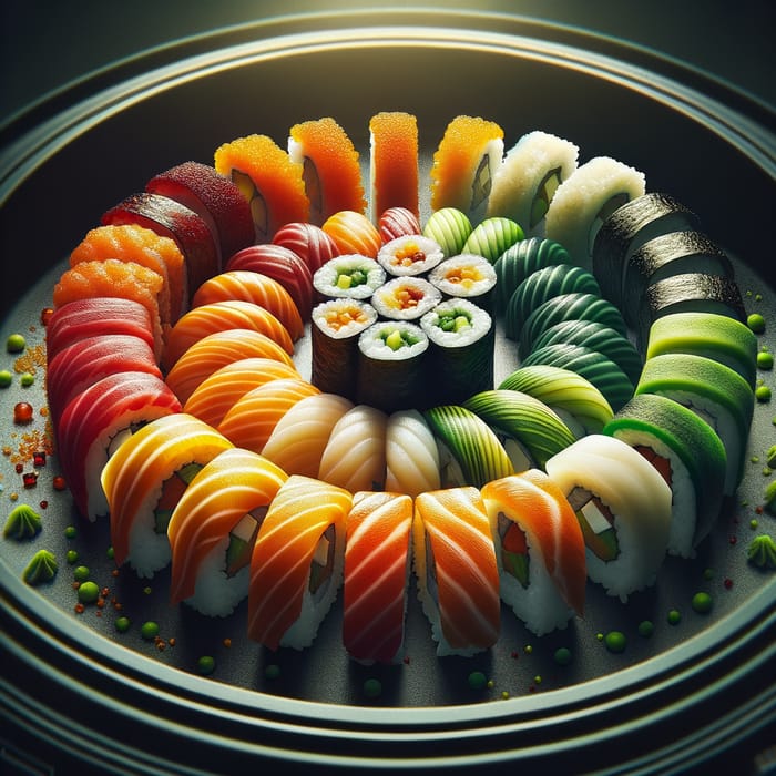 Colorful Sushi Roll on Plate | Dynamic Food Photography Shoot