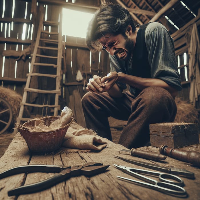 Painful Scene: Slave Shouting in Agony After Nail Cut