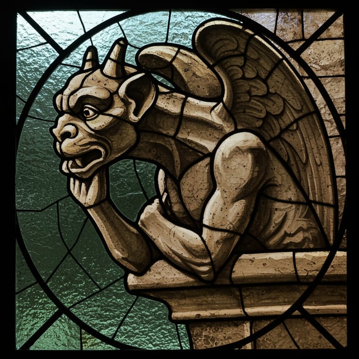 Stained Glass Art: Gargoyle Le Stryge