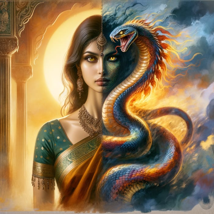 Serpent Goddess: Half Human, Half Snake Transformation