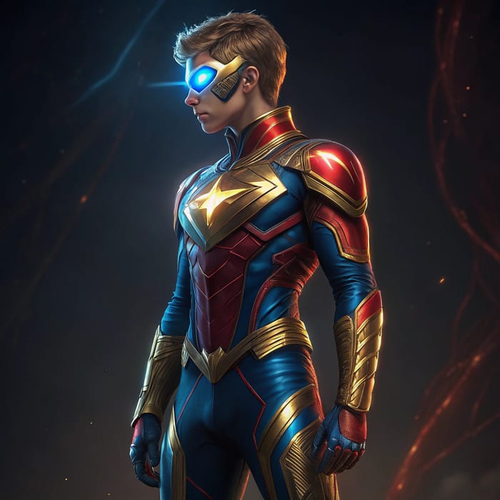 Teenage Male Superhero in Metallic Suit