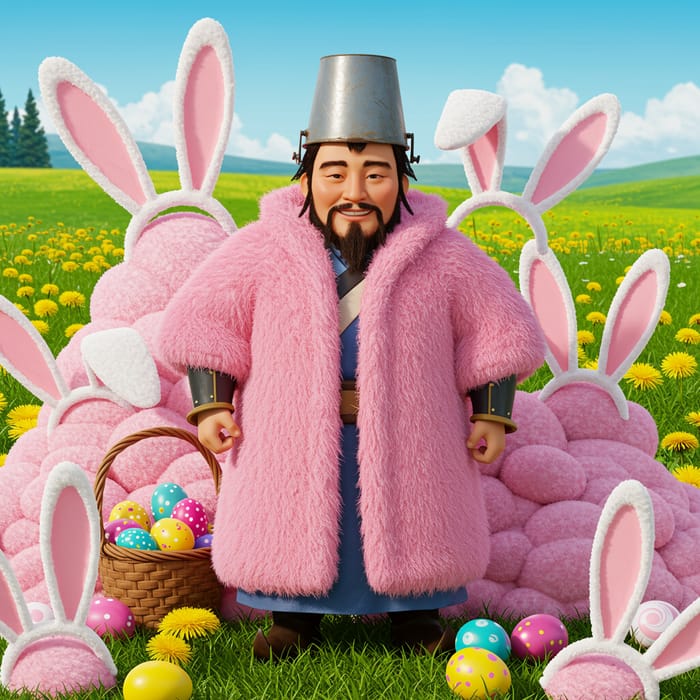Genghis Khan in Cartoon Style with Bunny Ears Genghis Khan in Cartoon Style with Bunny Ears