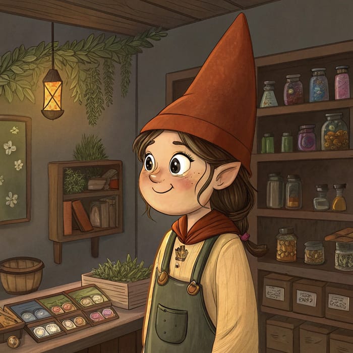 Realistic Fantasy Art: Female Gnome Shopkeeper