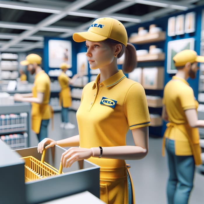 Realistic IKEA Employee in Yellow Uniform | Retail Store Tasks