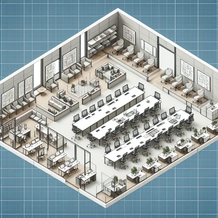 Detailed Office Floor Plan with Conference & Collaboration