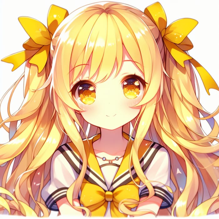 Anime Girl with Yellow Hair - Charming Eyes