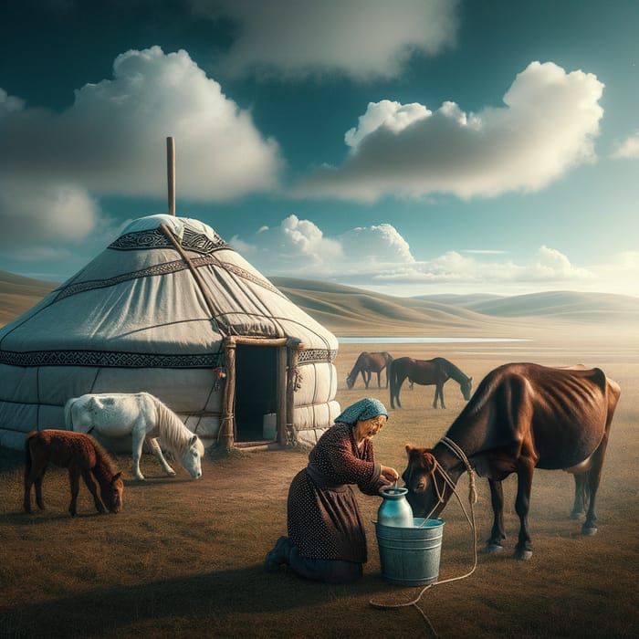 Kazakh Yurt in the Steppe: Serenity & Tradition