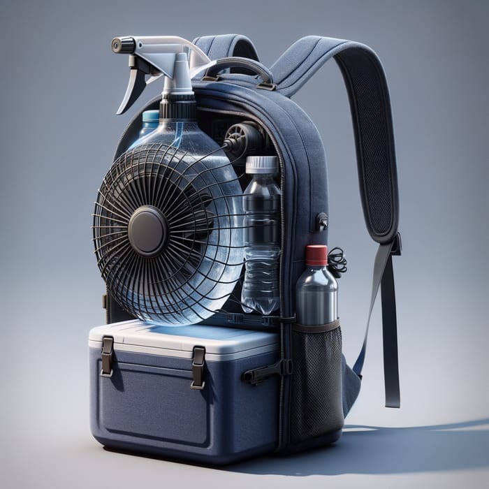 Cooler Backpack Fan with Spray Bottle Attachment