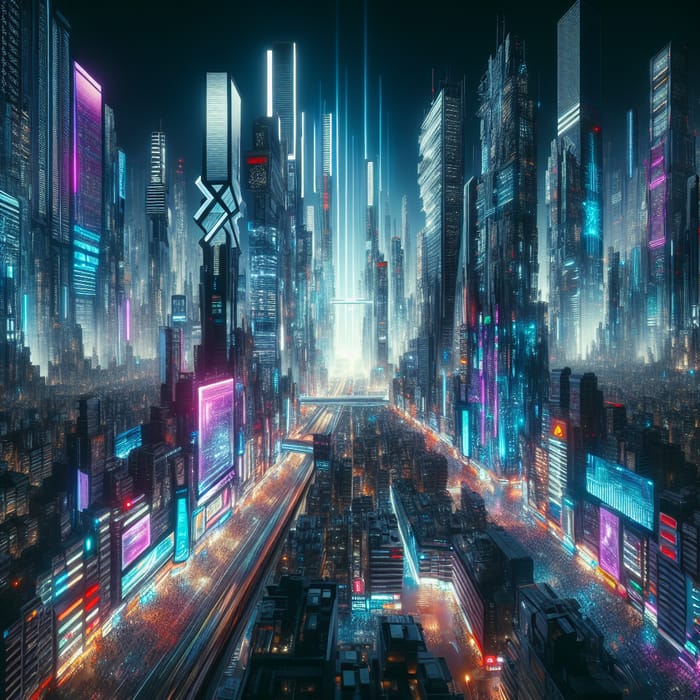 Vibrant Cyberpunk Cityscape at Night | Neon Skyscrapers