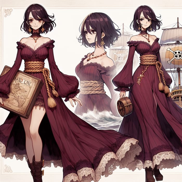 Elegant Robin in Burgundy Dress from One Piece